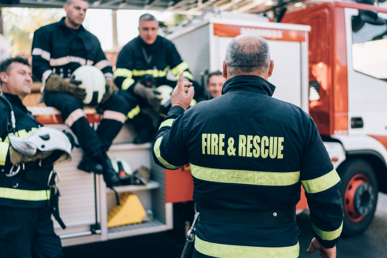 Firefighters being trained on Fire Prevention and Emergency Preparedness