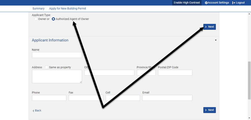 Permit application process