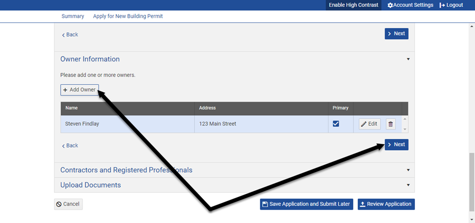 Permit application process