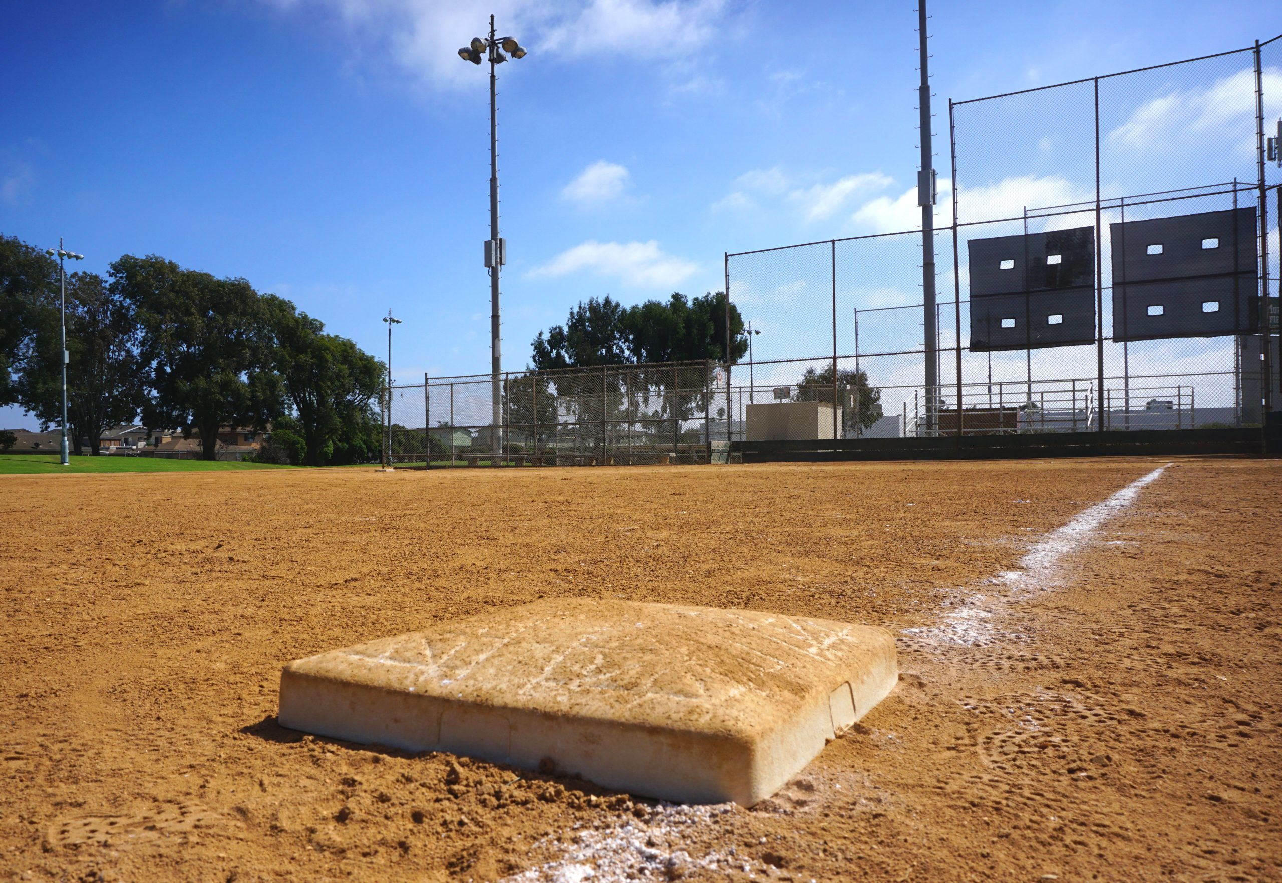 A well-maintained baseball diamond