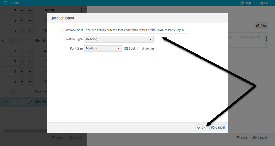 Customize stop work order form