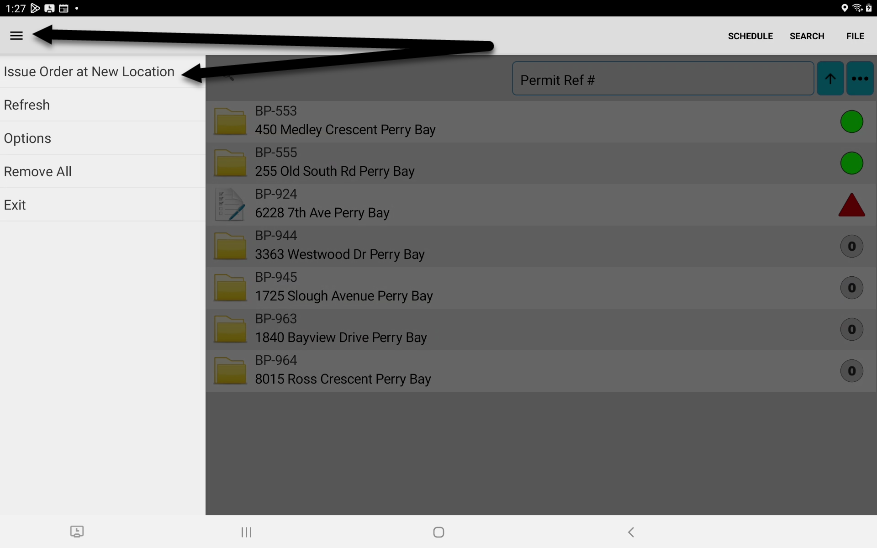 Issue stop work order at new location