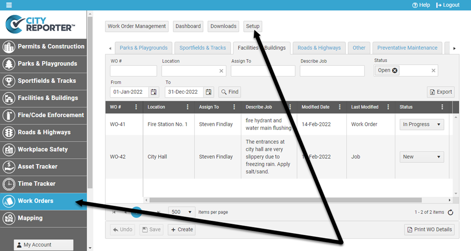 Mandatory options for work orders