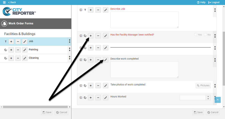 Mandatory options for work orders