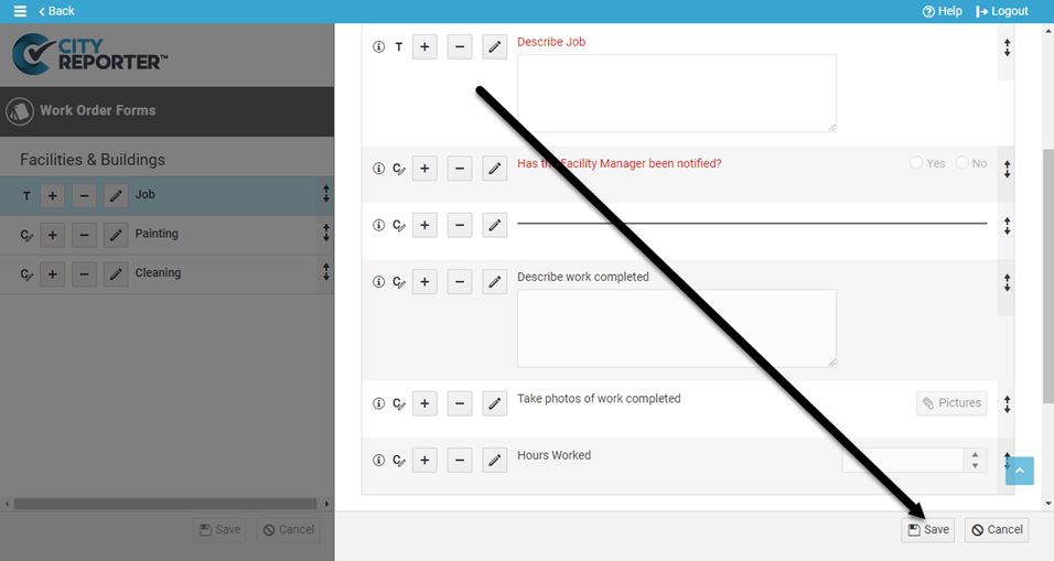 Mandatory options for work orders