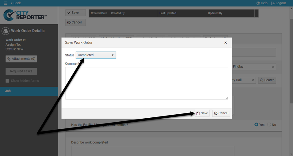 Mandatory options for work orders