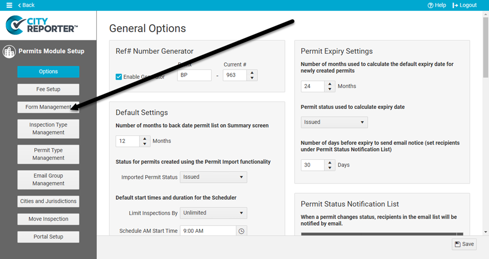Click the Form Management button